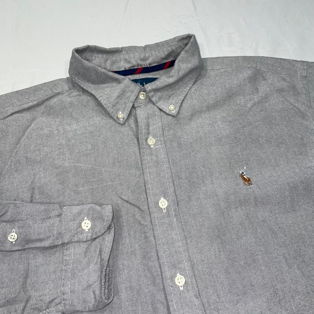 Ralph Lauren‎ Classic Fit Grey Oxford Button Down Shirt Mens XL Long Sleeve Pony